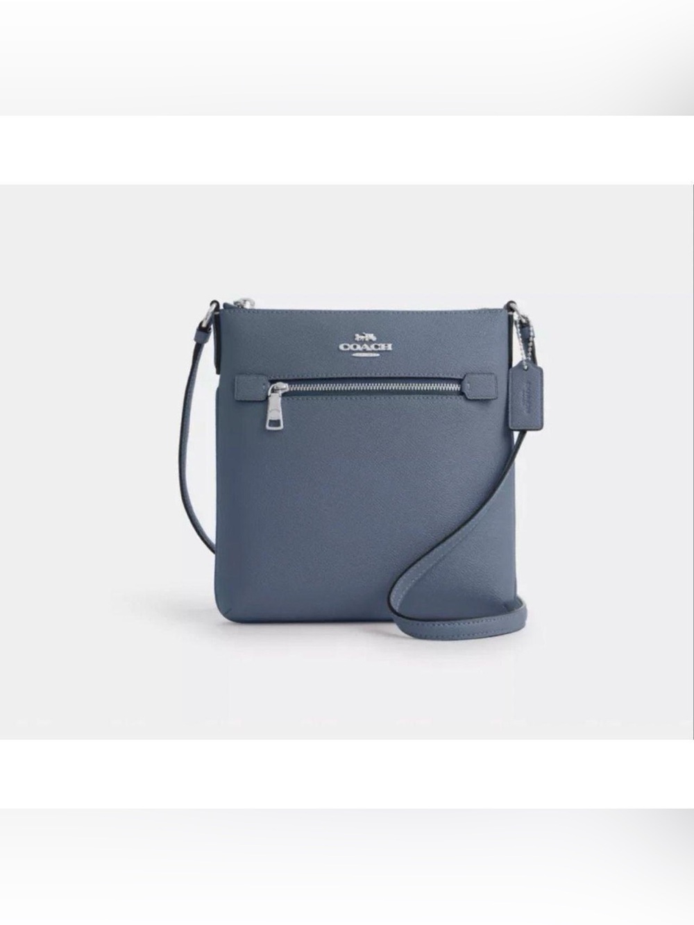 NWOT Coach Mini Rowan File Bag In Blue Mist Leather